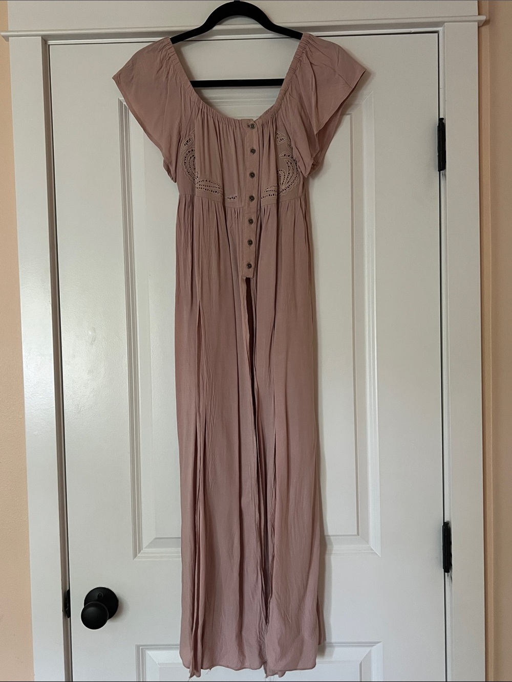 Mauve Button-Front Shirt with Long Layers